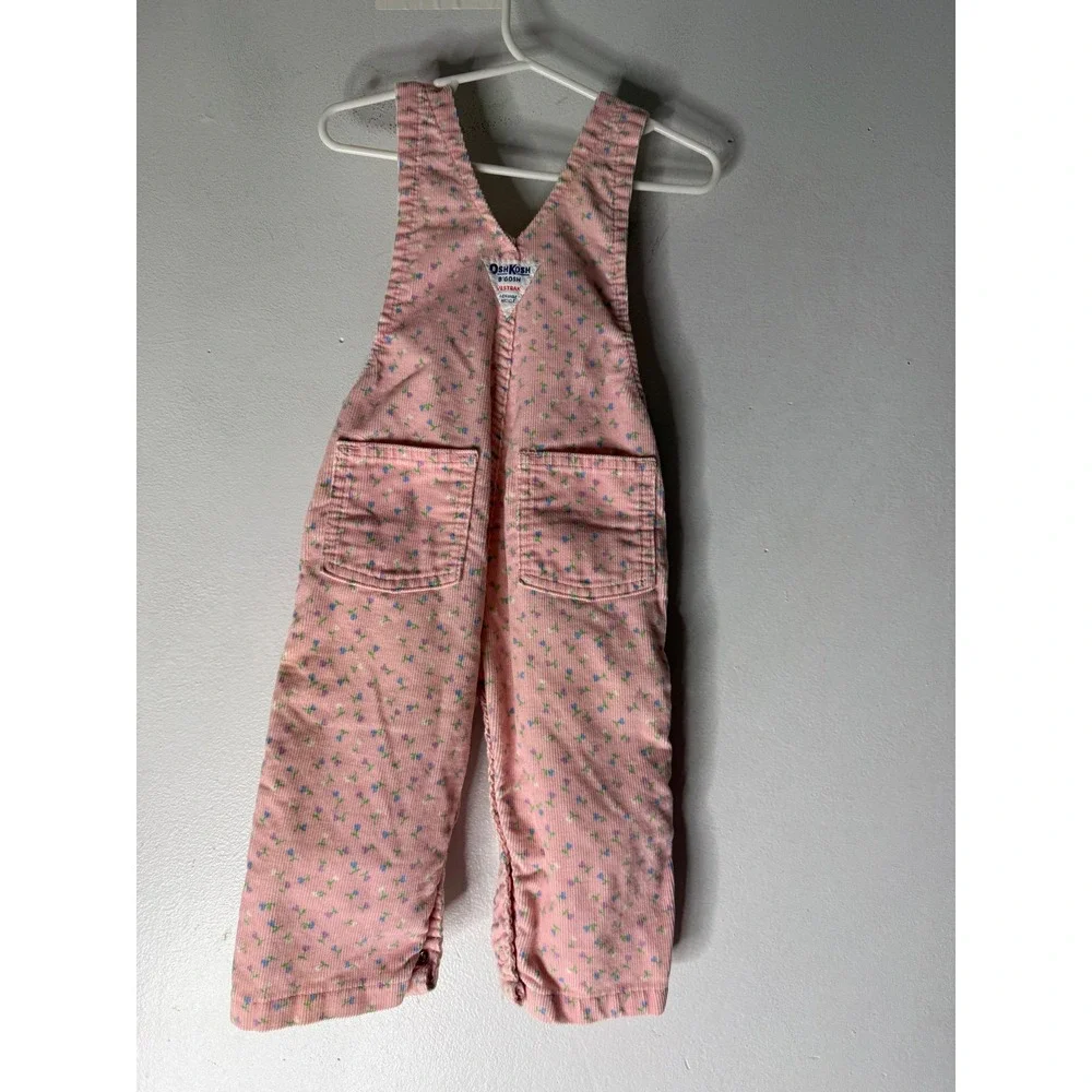 Vintage Oshkosh pink floral corduroy overalls‎ size 24 months